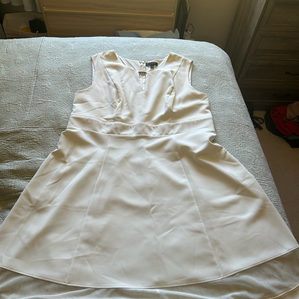 Lane Bryant Cream Sleeveless Dress with mesh/lace trim